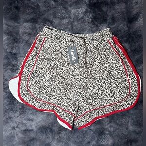 Birdie Leopard & Red High-Waisted Active Shorts | Size Medium | NWT